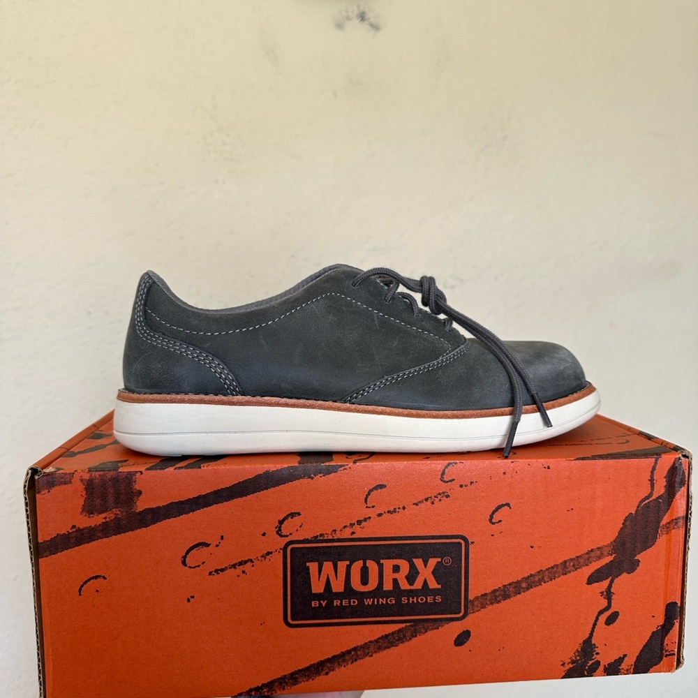 Red Wing Worx 5144 Steel Toe Leather Work Shoes Zinc Oxford Womens 8.5 W Grey